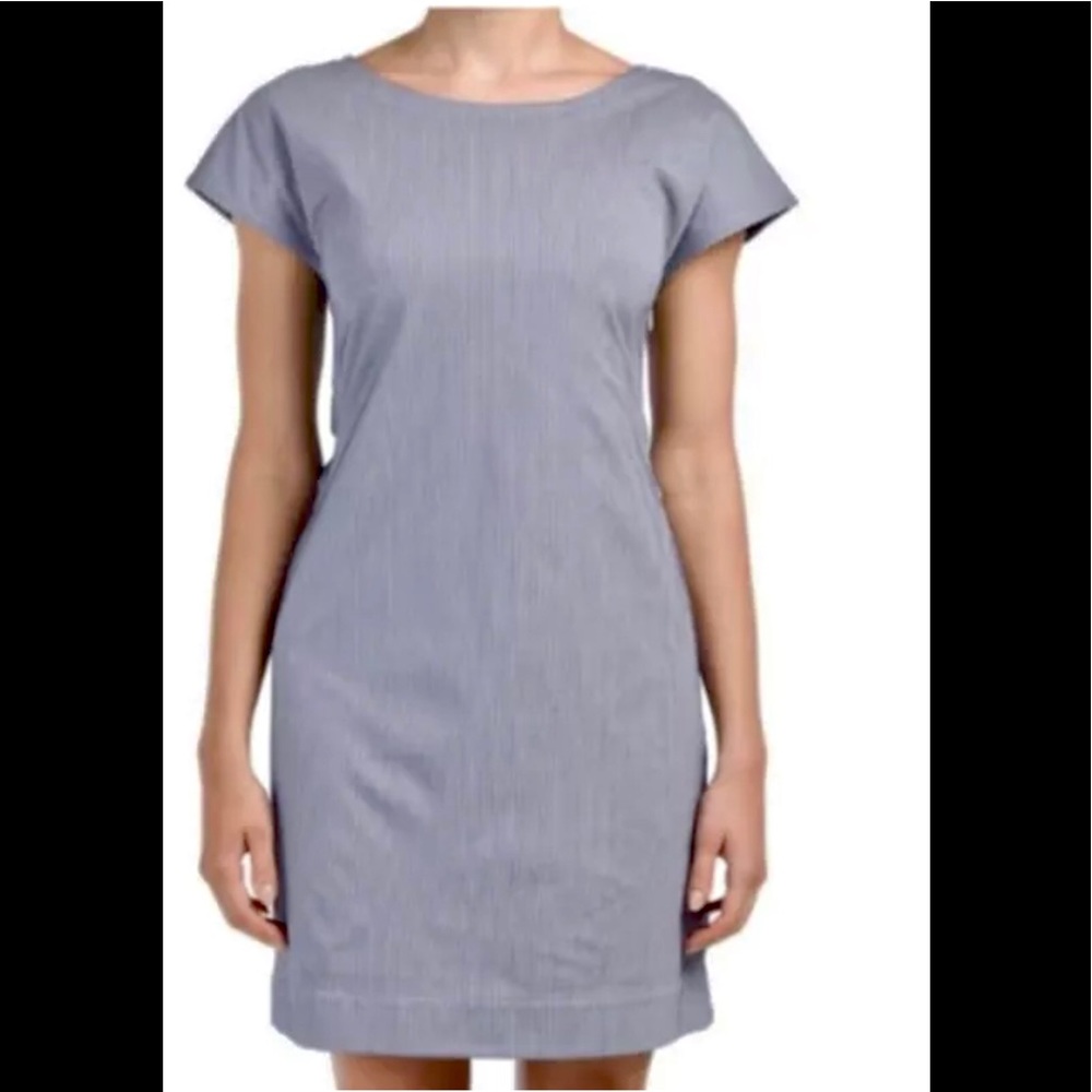 Theory Seersucker Andrizza Blue Striped Dress